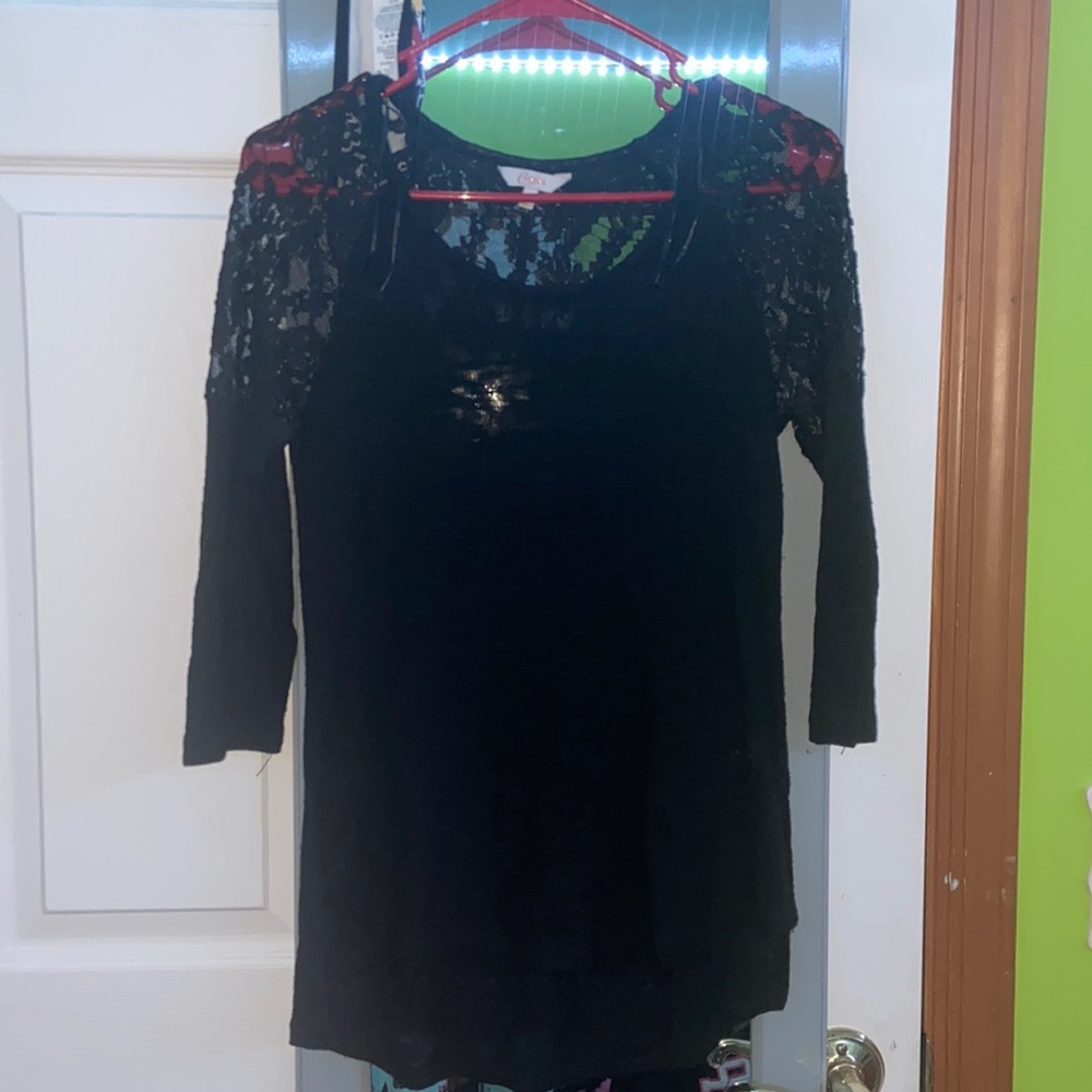 Candies Black Lace Mesh Long Sleeve